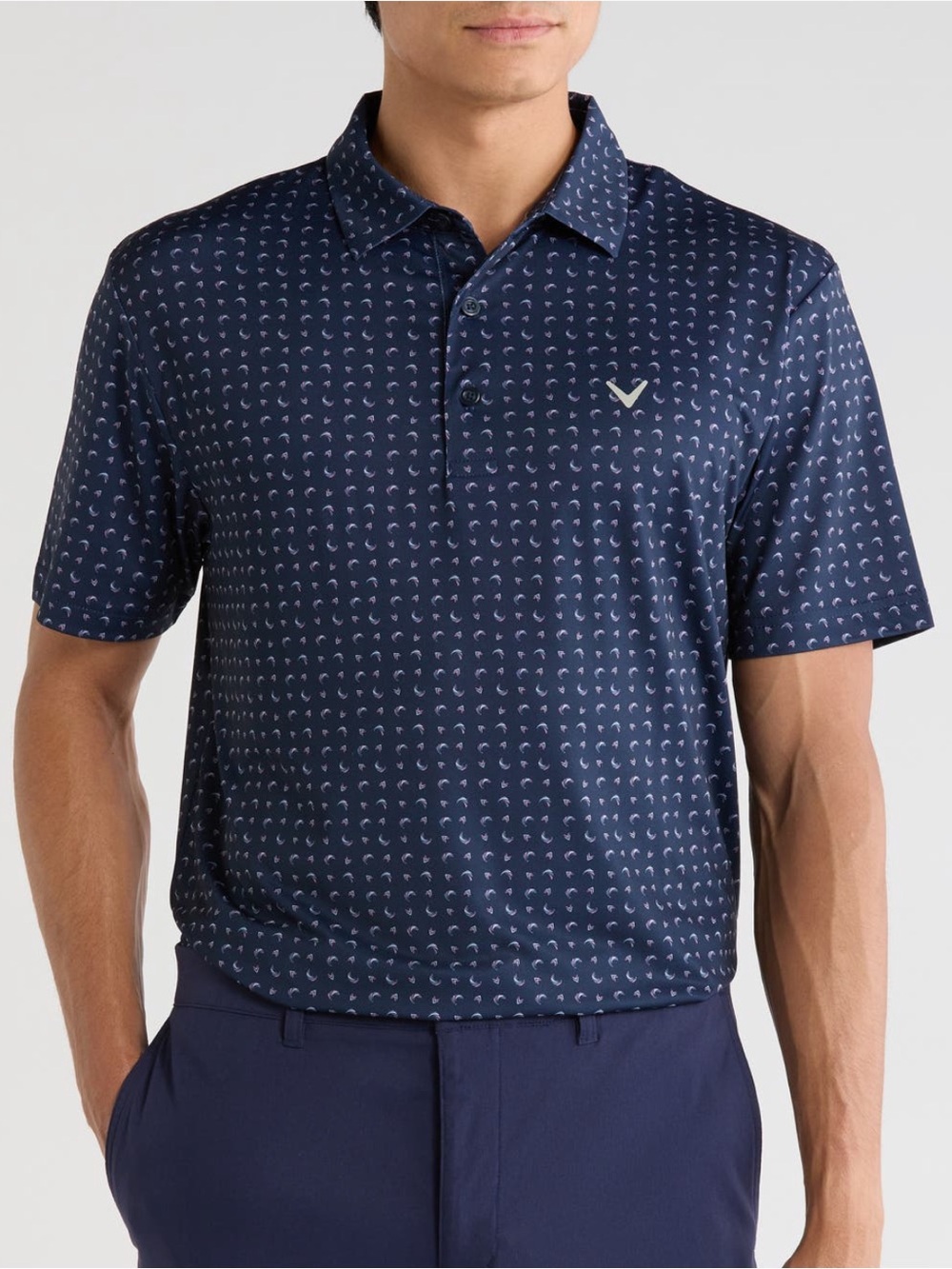 Callaway Golf Polo Navy Blue Print XL